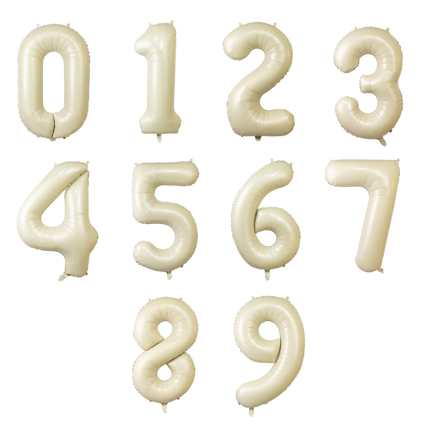Matte Cream Number Balloons 0-9 – 35" Large Mylar Foil Balloons, Air or Helium Fill