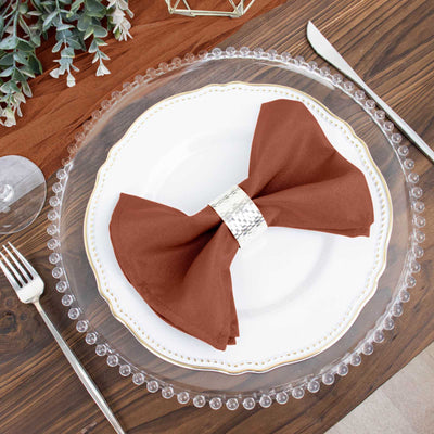 5 Pack Polyester 17"x17" Napkins Terracotta (Rust) - Durable & Wrinkle Resistant Dinner Napkins