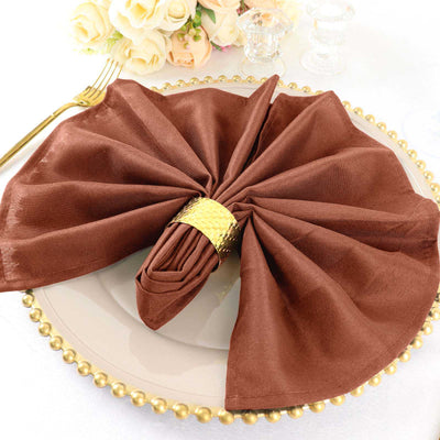 5 Pack Polyester 20"x20" Napkins Terracotta (Rust) - Wrinkle Resistant & Easy Care Cloth Napkins