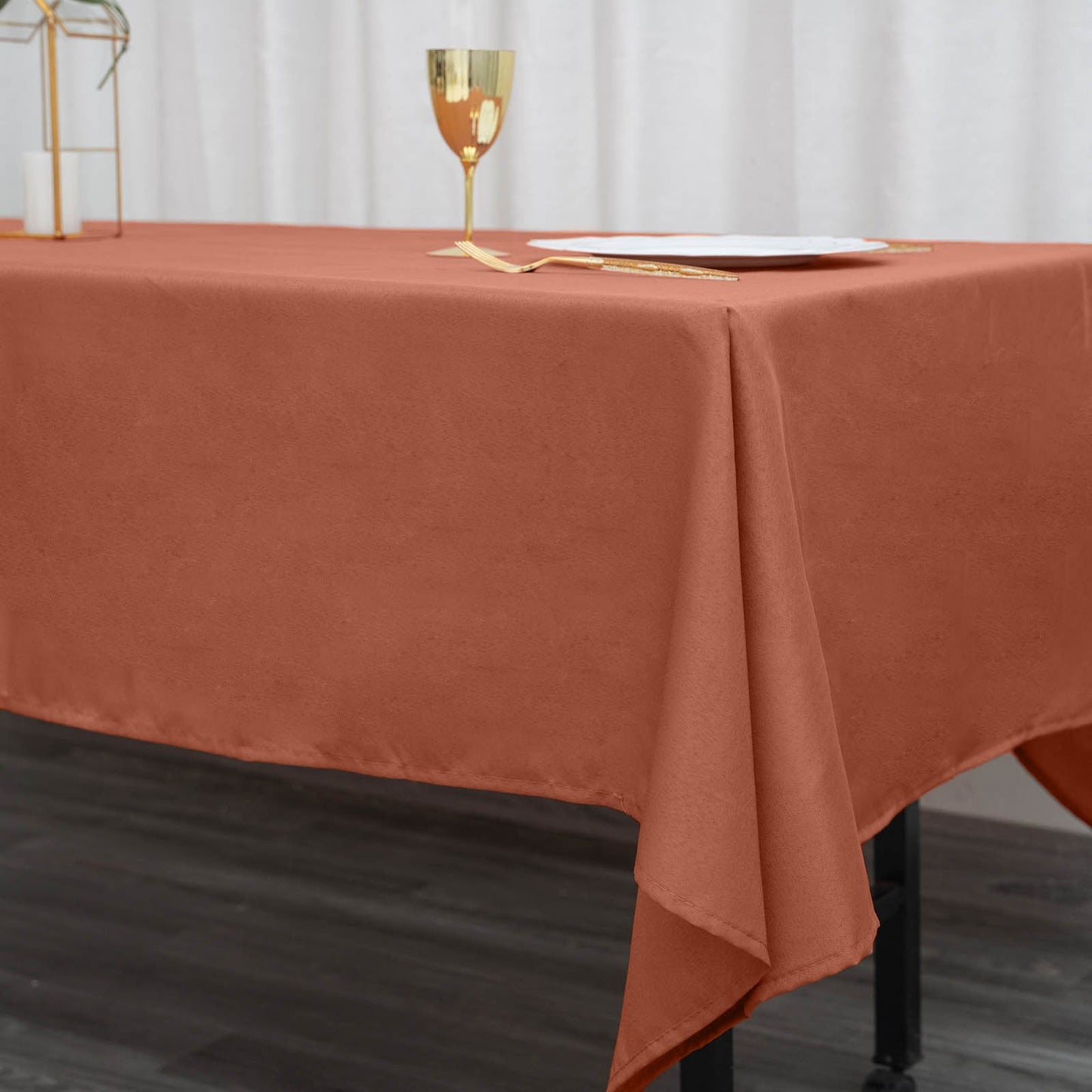 Polyester 60"x102" Rectangle Tablecloth Terracotta (Rust) - Durable Table Cover