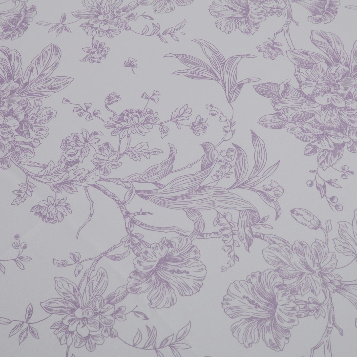Polyester 70"x70" Table Overlay White - Lavender Lilac French Toile Pattern for Stylish Events