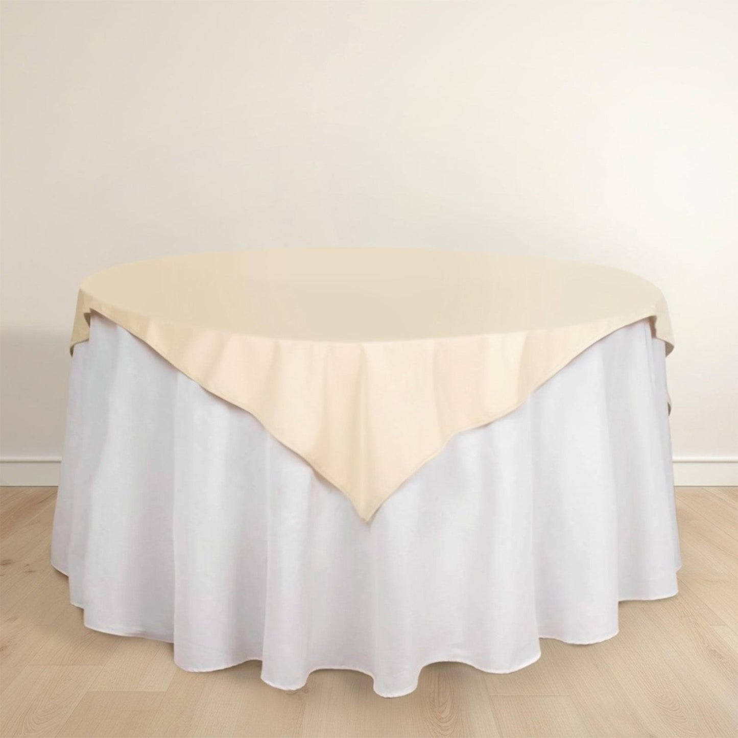 Scuba 54"x54" Table Overlay Square Tablecloth Beige - Wrinkle Free & Stain Resistant Table Cover