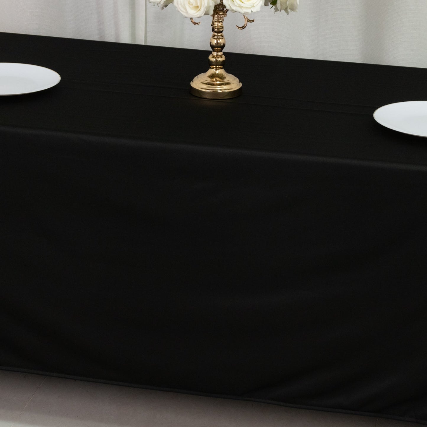 Scuba Rectangular 72"x120" Tablecloth Black - Wrinkle Free & Stain Resistant Table Cover