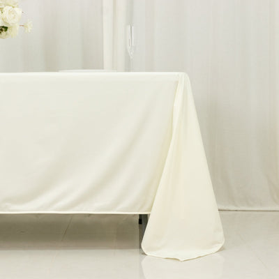 Scuba Rectangular 72"x120" Tablecloth Ivory - Wrinkle Free & Stain Resistant Table Cover