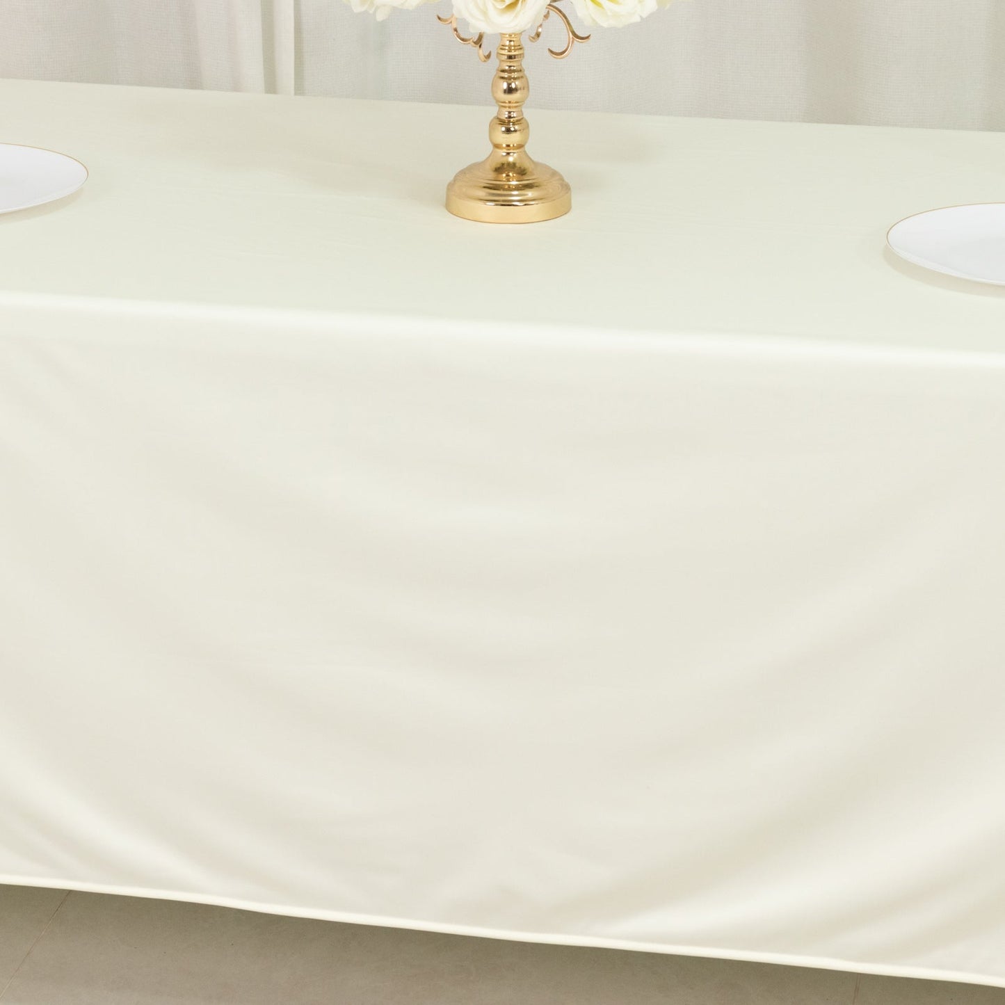 Scuba Rectangular 72"x120" Tablecloth Ivory - Wrinkle Free & Stain Resistant Table Cover