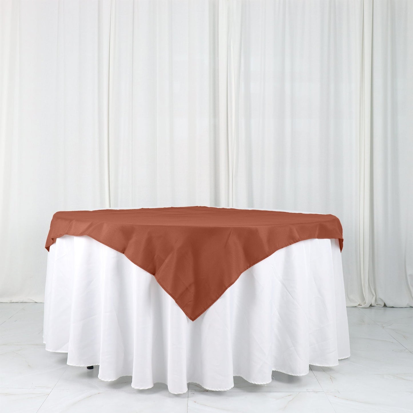 Polyester 54"x54" Table Overlay Square Tablecloth Terracotta (Rust) - Wrinkle-Resistant & Durable Table Cover