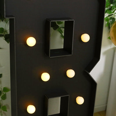 Giant LED Marquee Light Up Letter "B", Black 4ft Pre-Cut Foam Board with 10 Warm White Battery Operated LEDs, Glue Gun and Sticks