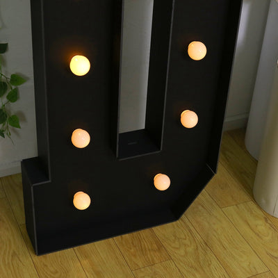 Giant LED Marquee Light Up Letter "D", Black 4ft Pre-Cut Foam Board with 10 Warm White Battery Operated LEDs, Glue Gun and Sticks