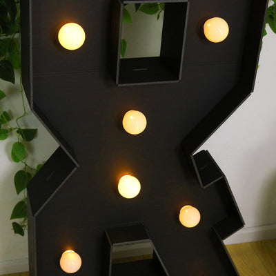 Giant LED Marquee Light Up Symbol "&", Black 4ft Pre-Cut Foam Board with 10 Warm White Battery Operated LEDs, Glue Gun and Sticks