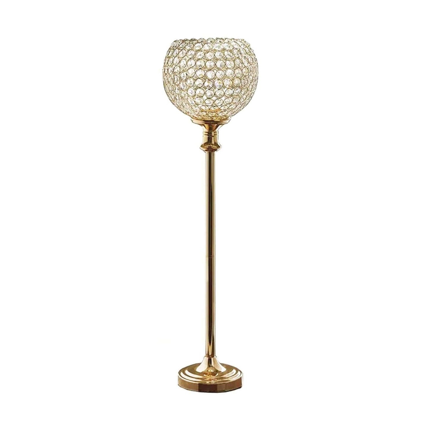 Acrylic Votive Candle Holder Crystal Goblet Design Gold - Table Centerpiece for Weddings 37" - Linen Luxes