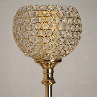 Acrylic Votive Candle Holder Crystal Goblet Design Gold - Table Centerpiece for Weddings 37" - Linen Luxes