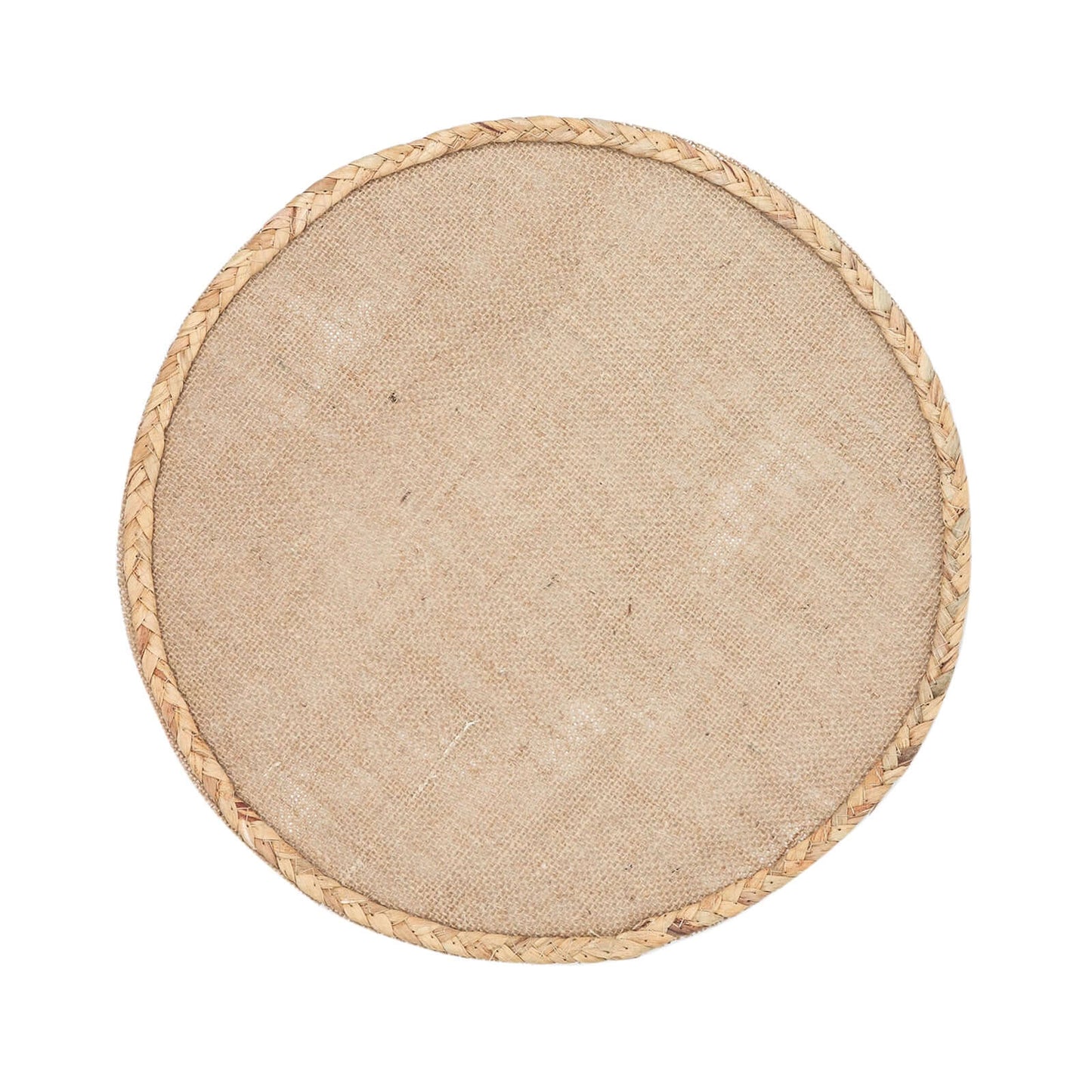 4-Pack Placemats Braided Edge Design Natural Burlap Jute Round - Rustic Farmhouse Style with Trim 15"