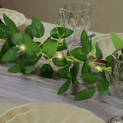 6ft Lighted Rose Leaf Vine, Artificial Greenery Garland String Lights for Home & Wedding Decor
