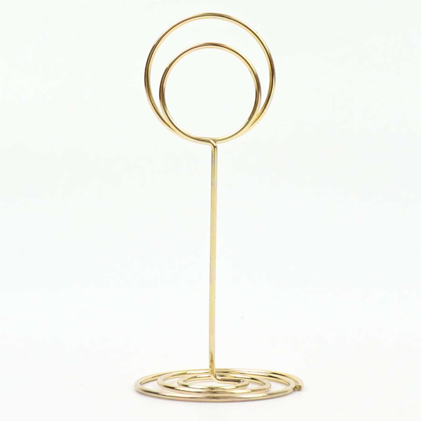 10-Pack Metal Card Holder Stands Mini Circle Hoop Design Gold - Table Number Stands and Wedding Place Card Menu Clips 3.5"