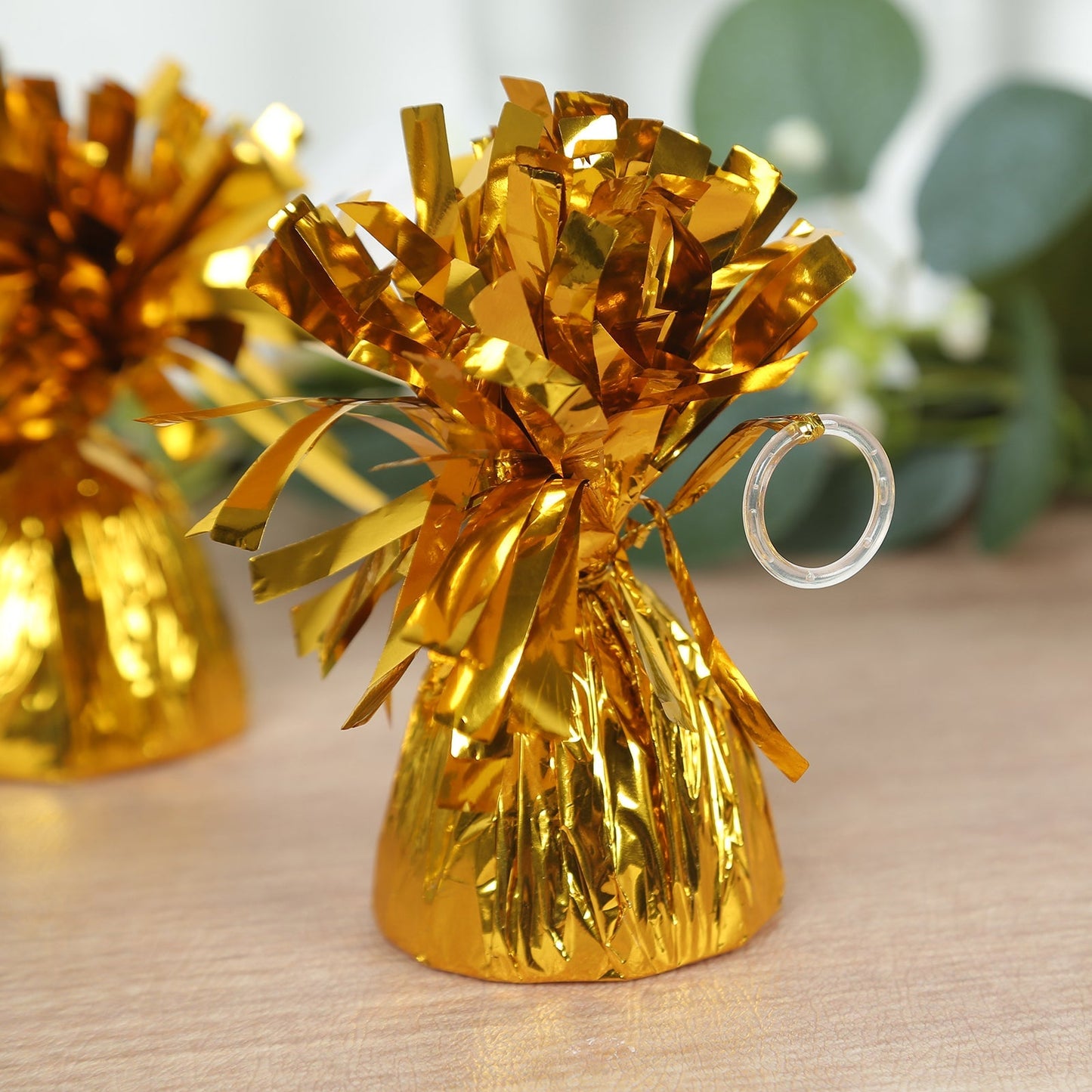 12 Pack 5" Metallic Gold Foil Tassel Top Party Balloon Weights, 5.5oz