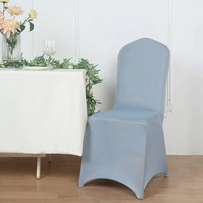 10 Pack Spandex Chair Covers for Banquet Chairs Dusty Blue - Durable Reusable Stretch Slip-On Covers