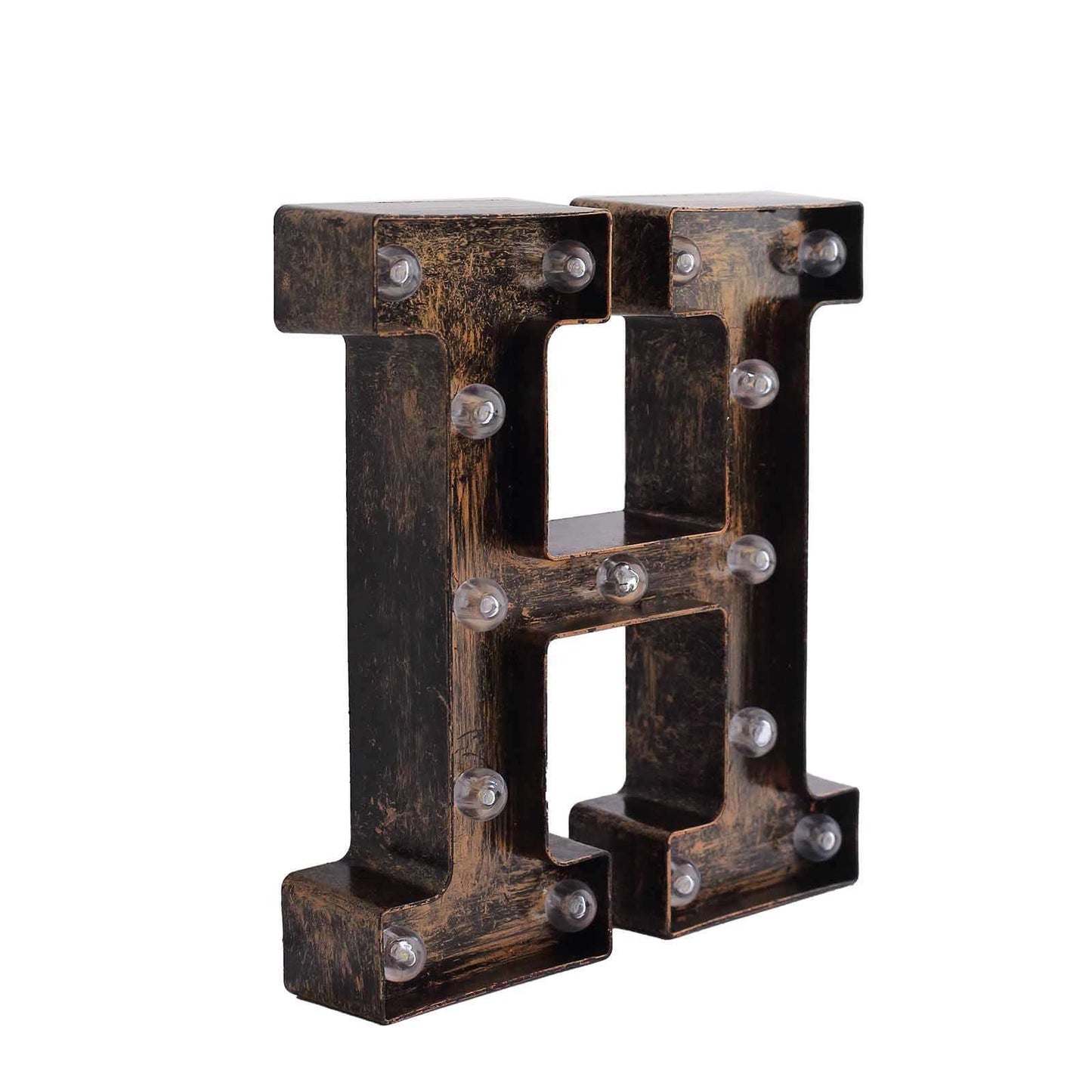 LED Marquee Letter "H" Industrial Style Antique Black - Light-Up Alphabet Sign for Weddings & Displays 9"