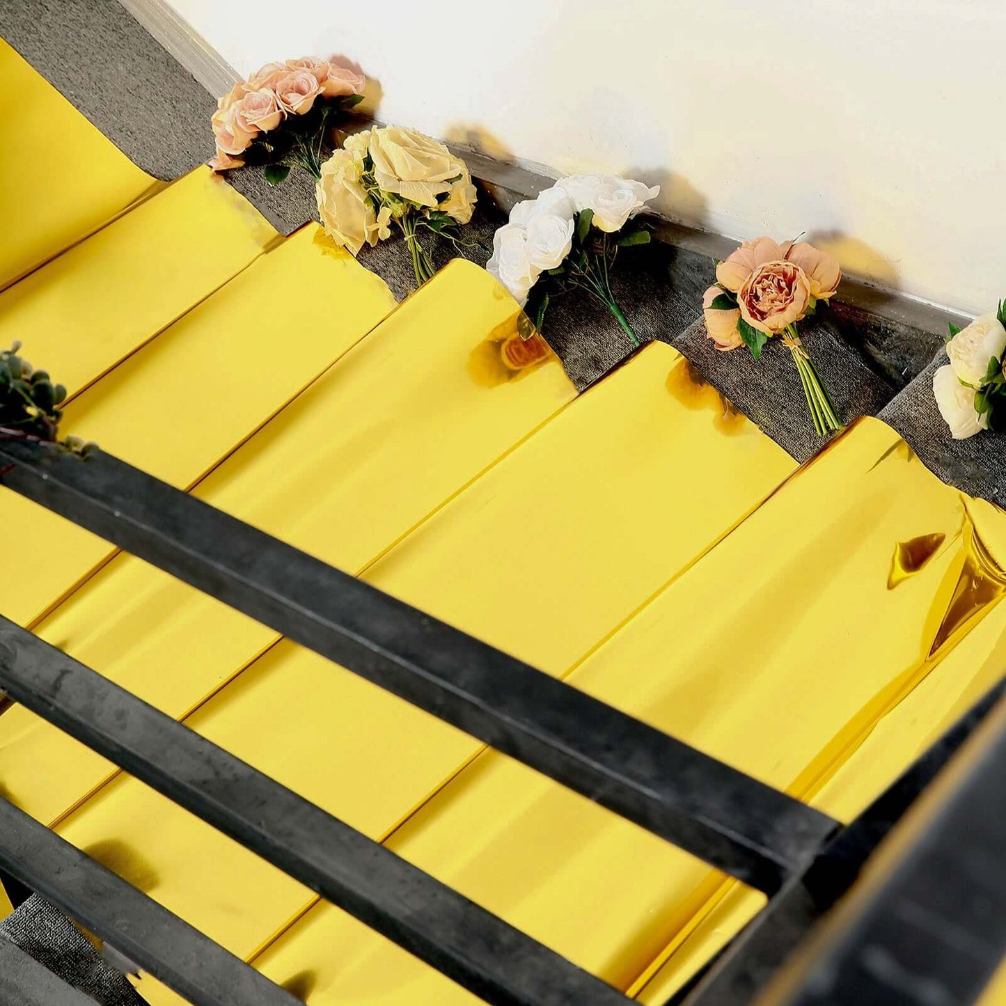 3ftx65ft Metallic Gold Glossy Mirrored Wedding Aisle Runner, Non-Woven Red Carpet Runner - Prom, Hollywood, Glam Parties