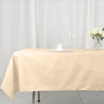Polyester 54"x96" Rectangle Tablecloth Beige - Wrinkle-Resistant & Easy-to-Care Table Cover