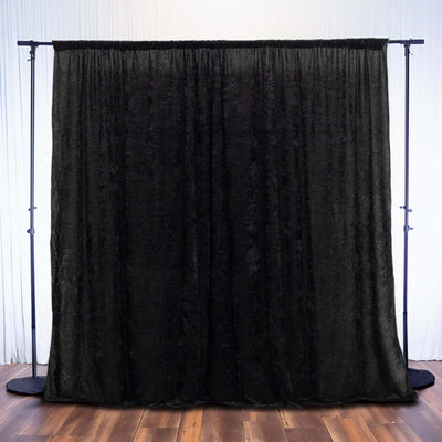 Black Crushed Velvet Backdrop Curtain – 8ft x 8ft Event Drape with Rod Pocket, Privacy Panel for Photo Booths & Events - Linen Luxes