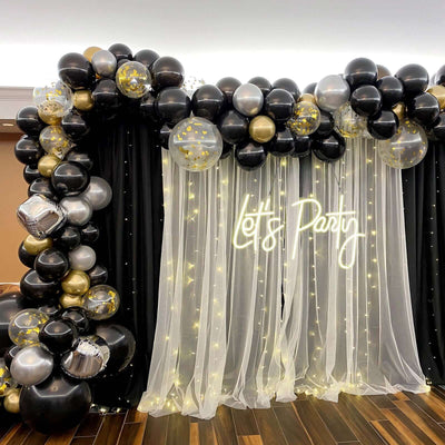 23" Let's Party Neon Light Sign, LED Reusable Wall Décor Lights With 5ft Hanging Chain