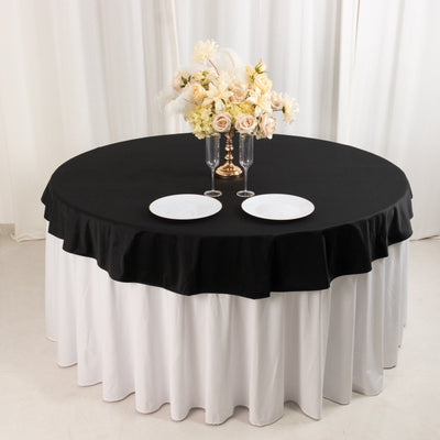 Scuba Round 70" Tablecloth Black - Wrinkle Free & Stain Resistant Table Cover for Weddings and Banquets