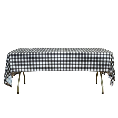 5-Pack Plastic Table Covers Black Checkered Rectangle - Durable PVC Disposable Covers for Events 54"x108"