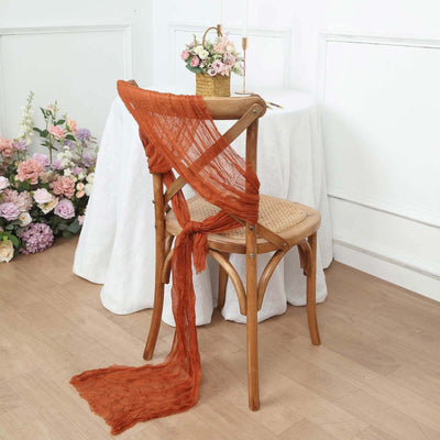 5 Pack Cheesecloth Gauze 16"x88" Chair Sashes Terracotta (Rust) - Boho Chair Decorations