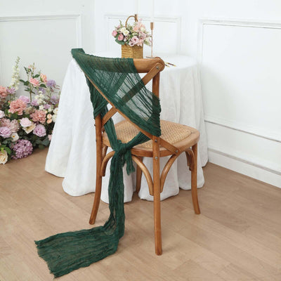 5 Pack Cheesecloth Gauze 16"x88" Chair Sashes Hunter Emerald Green - Boho Chair Decorations