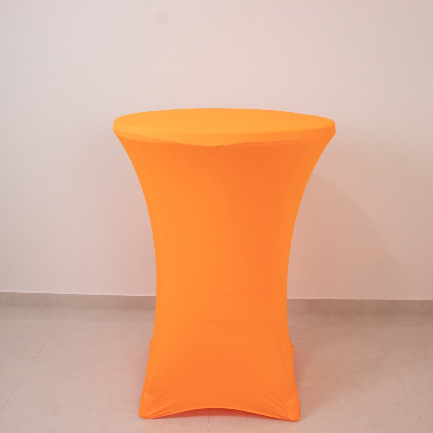 Glow Neon Orange Fitted Spandex Cocktail Tablecloth – 30" Round, Wrinkle-Free Cover