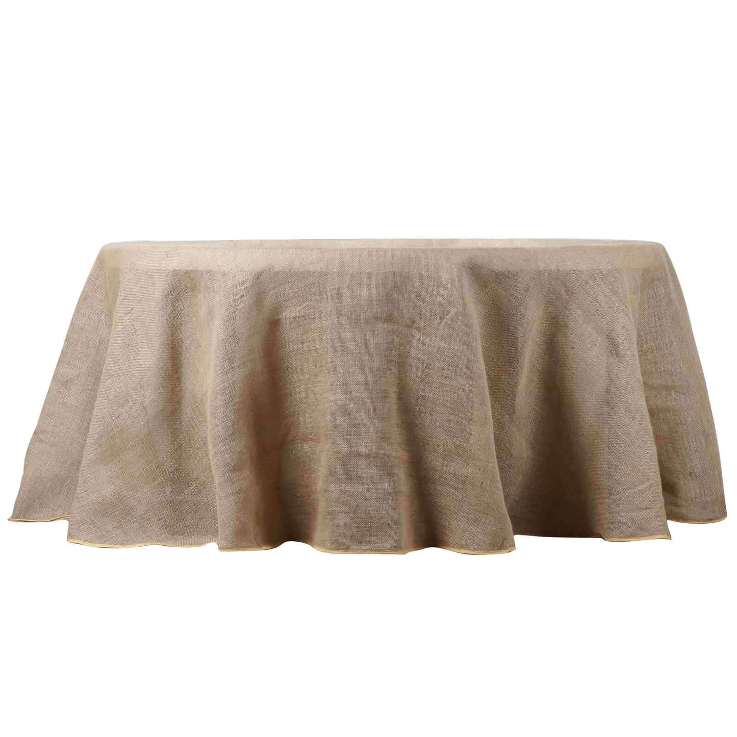 Burlap Jute 120" Round Tablecloth Natural - Rustic Boho Chic Seamless Table Linen - Linen Luxes