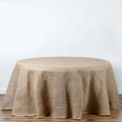 Burlap Jute 90" Round Tablecloth Natural - Rustic Boho Chic Table Linen - Linen Luxes