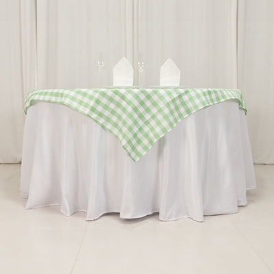 Polyester 54"x54" Table Overlay Square Tablecloth White/Sage Green - Checkered Buffalo Plaid Design for Casual Table Settings