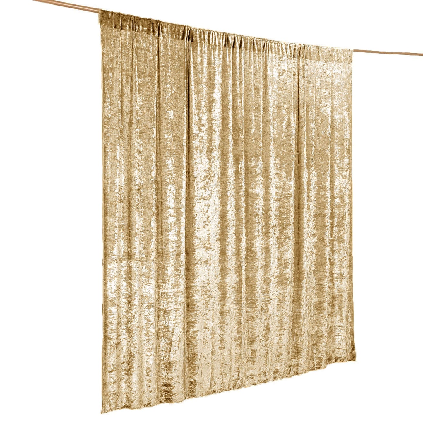 Champagne Crushed Velvet Backdrop Curtain – 8ft x 8ft Event Drape with Rod Pocket, Privacy Panel for Photo Booths & Events - Linen Luxes