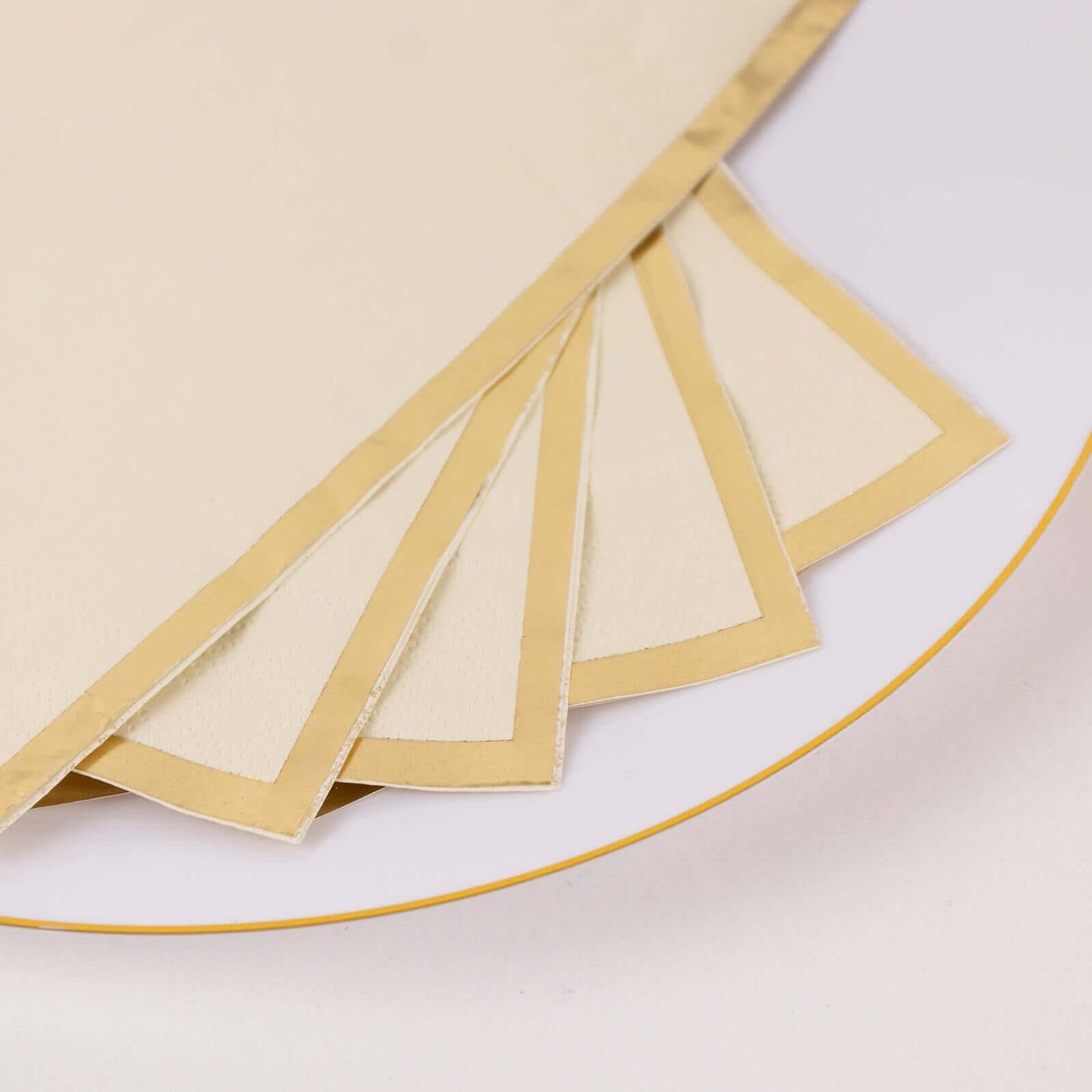 50-Pack Paper Dinner Napkins Ivory with Gold Foil Edge 2 Ply - Stylish Disposable Napkins