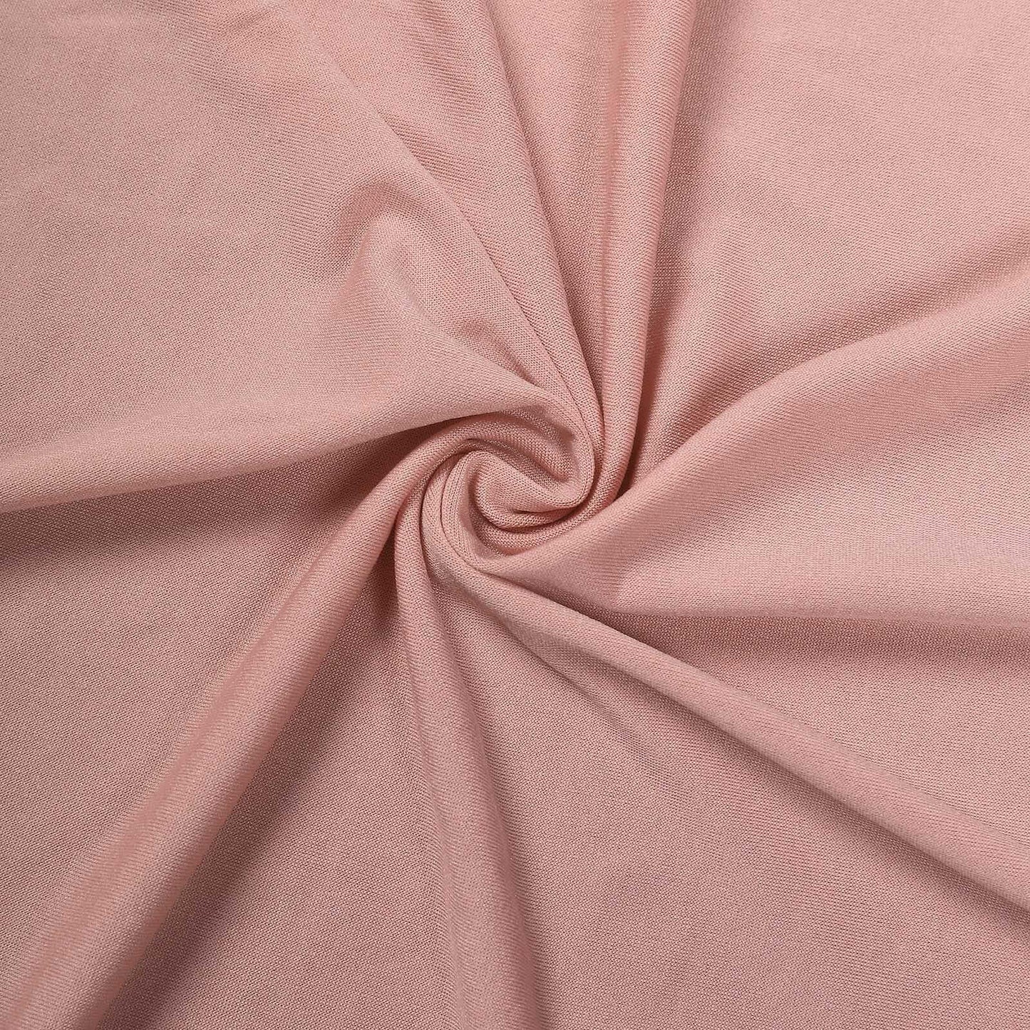 Spandex 30" Round Cocktail Table Cover Skirt Dusty Rose With Natural Wavy Drapes