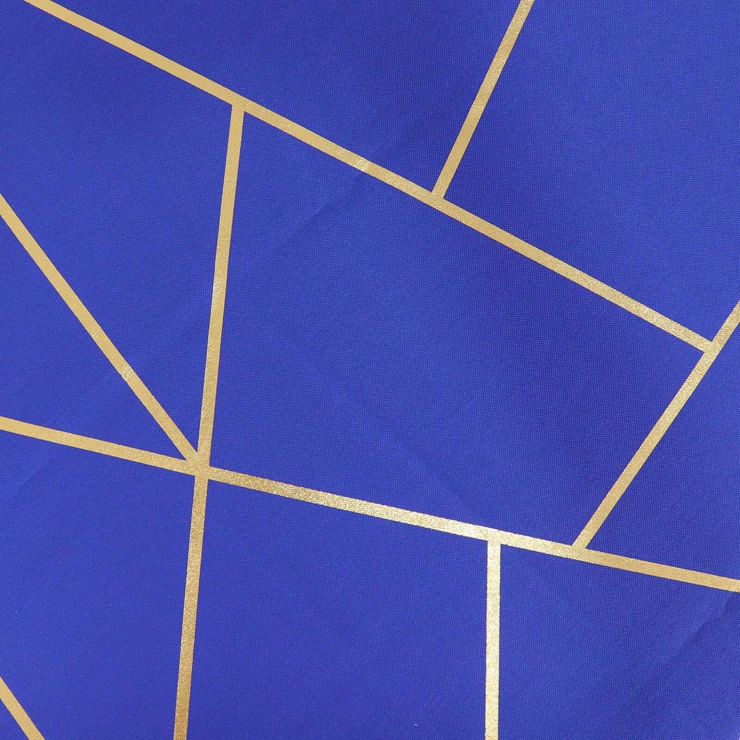 Polyester 120" Round Tablecloth Royal Blue with Gold Foil Geometric Pattern Wrinkle-Resistant Seamless Table Cover