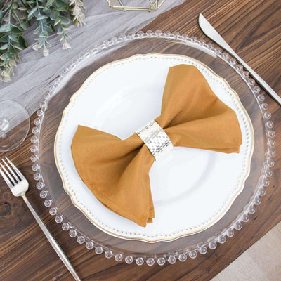 5 Pack Polyester 17"x17" Napkins Gold - Durable & Wrinkle Resistant Dinner Napkins for Everyday Dining & Events