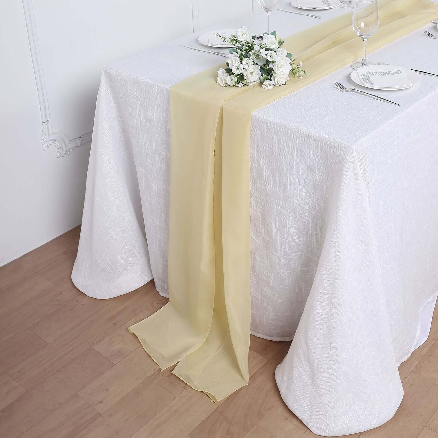 Chiffon 6ft Table Runner Champagne - Flowy & Lightweight Table Decor - Linen Luxes