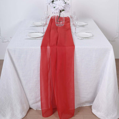 Chiffon 6ft Table Runner Red - Flowy & Lightweight Table Decor - Linen Luxes