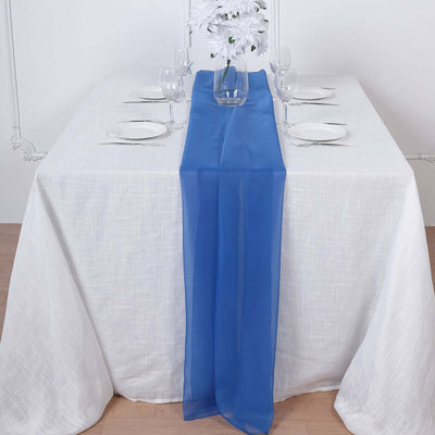Chiffon 6ft Table Runner Royal Blue - Flowy & Lightweight Table Decor - Linen Luxes