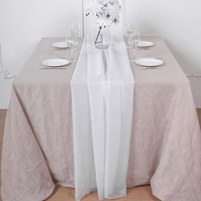 Chiffon 6ft Table Runner White - Chic Flowy & Lightweight Table Decor - Linen Luxes