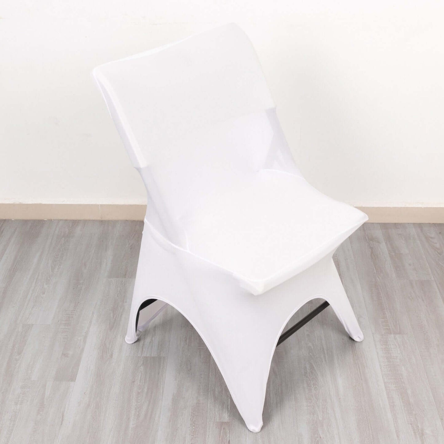 Premium Stretch Spandex Chair Cover White for Folding Chairs - Stylish 3-Way Open Arch 160GSM Fitted Slipcover with Reinforced Foot Pockets