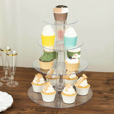 4-Tier Acrylic Round Cupcake Stand Clear - Buffet Party Tables 14"