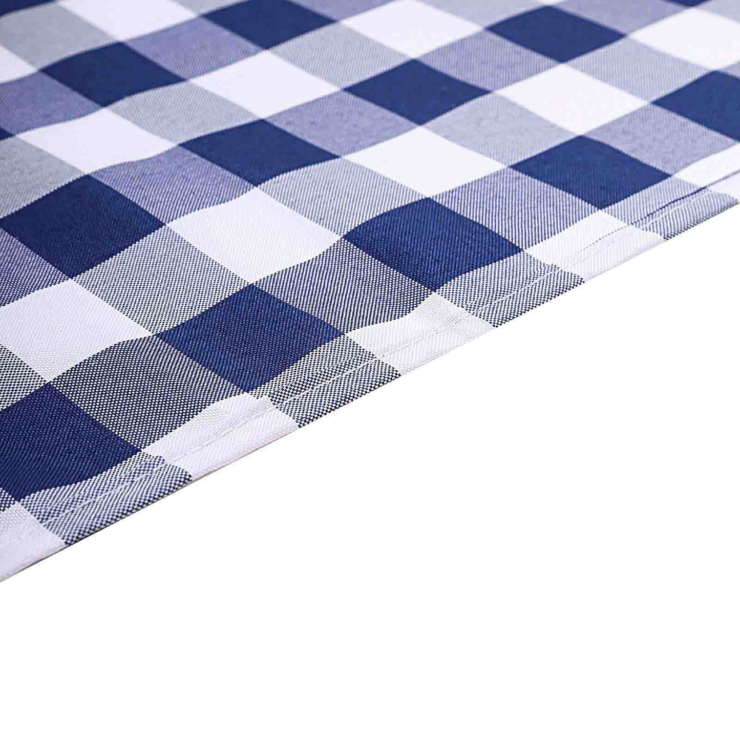 Polyester 54"x54" Table Overlay Square Tablecloth White/Navy Blue - Checkered Buffalo Plaid Design for Casual Table Settings