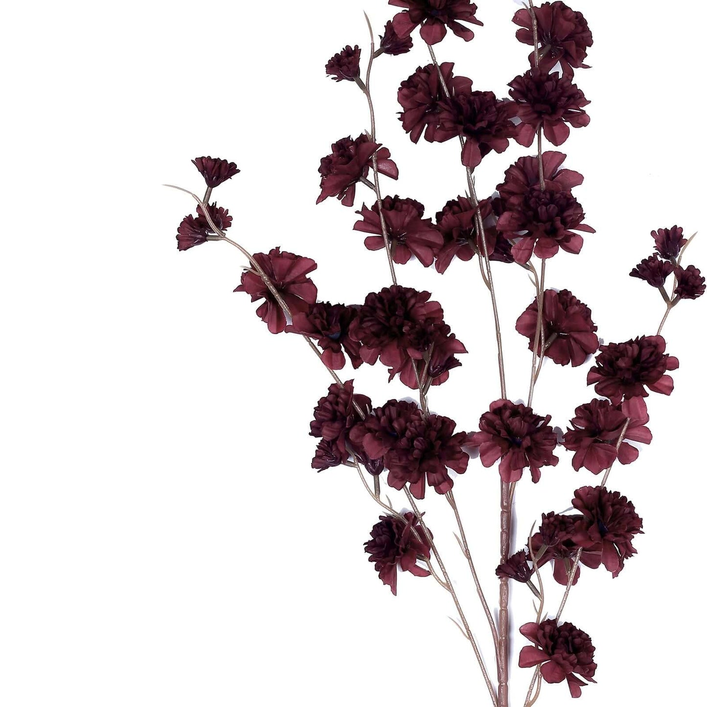 2 Branches 42" Tall Burgundy Artificial Silk Carnation Flower Stems