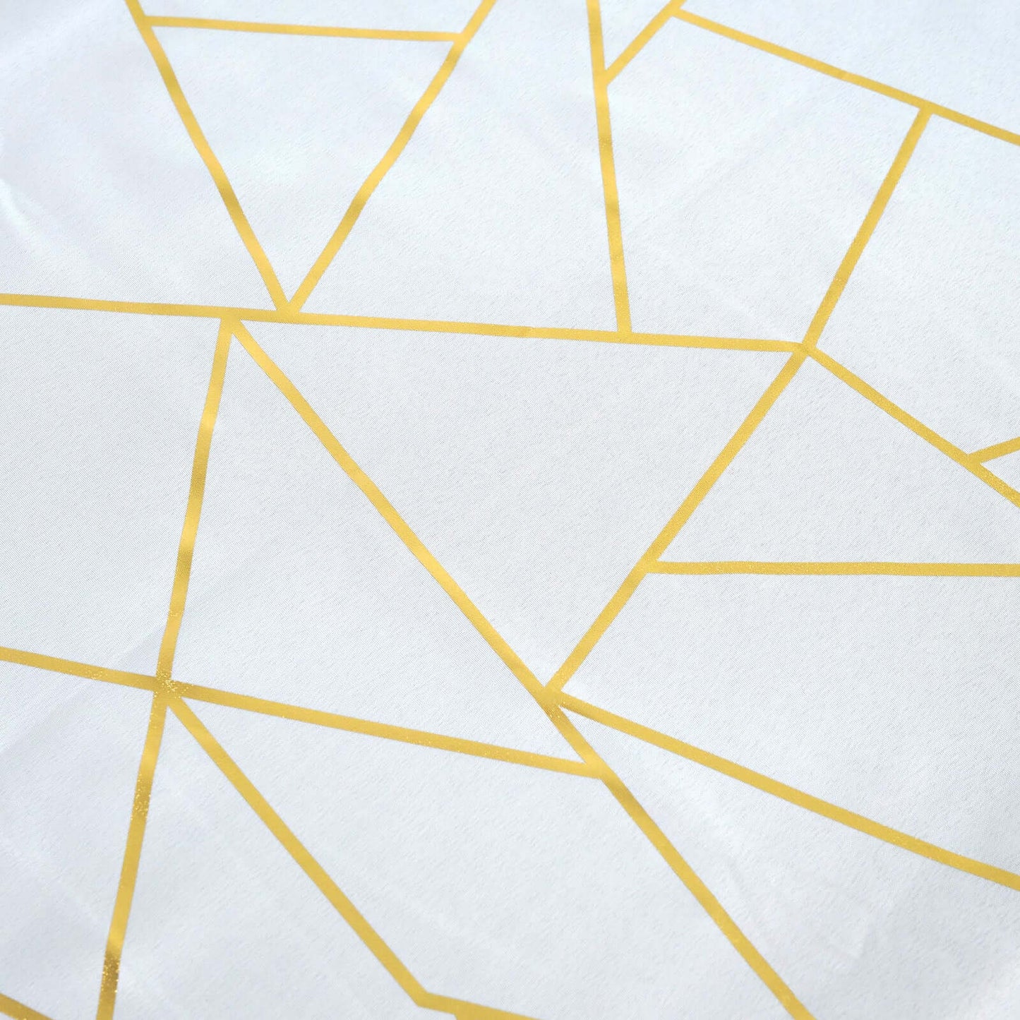 Polyester 60"x102" Rectangle Tablecloth White with Gold Foil Geometric Pattern - Wrinkle-Resistant and Durable Table Cover for Weddings & Events
