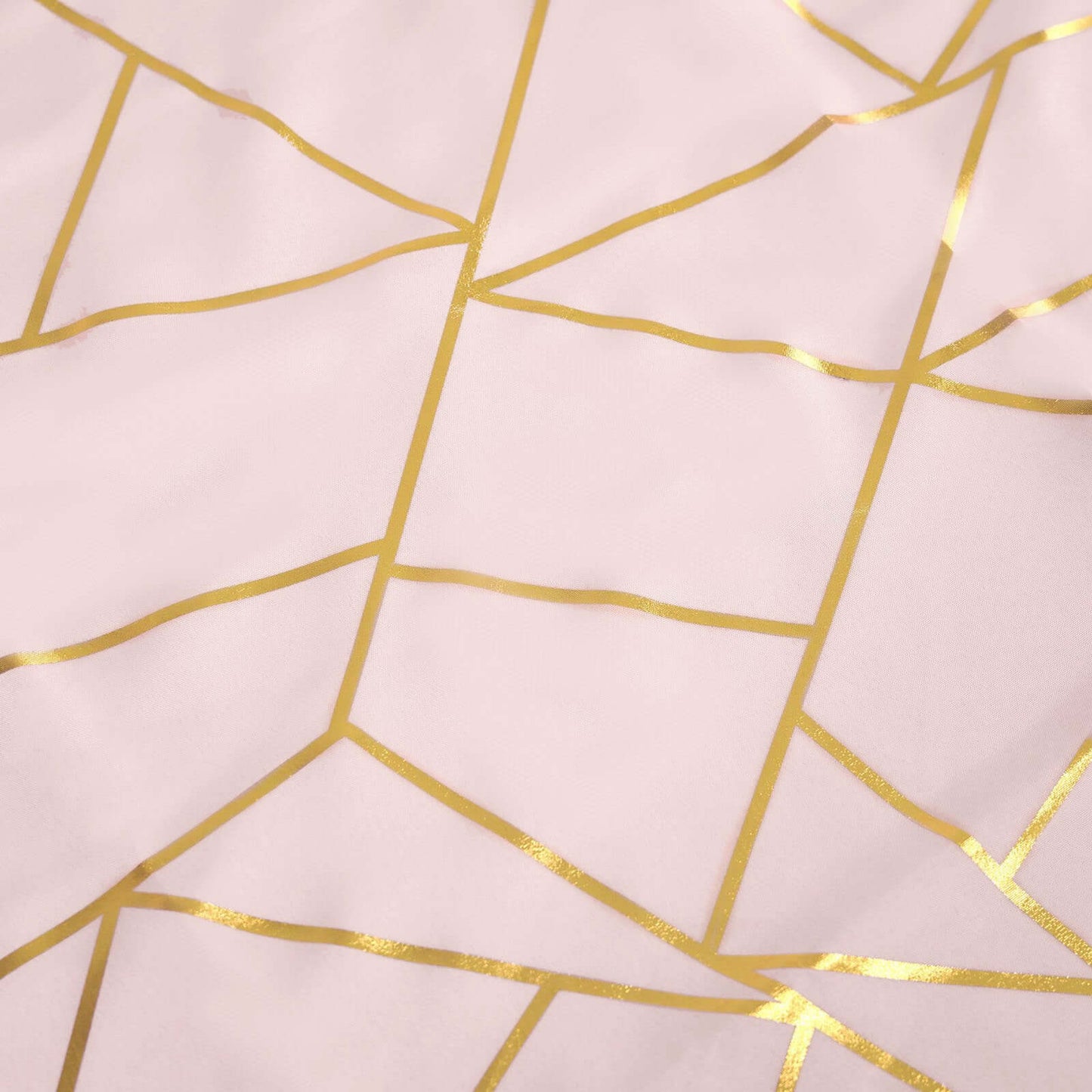 Polyester 54"x54" Square Tablecloth Blush with Gold Foil Geometric Pattern - Wrinkle-Resistant & Durable Table Cover