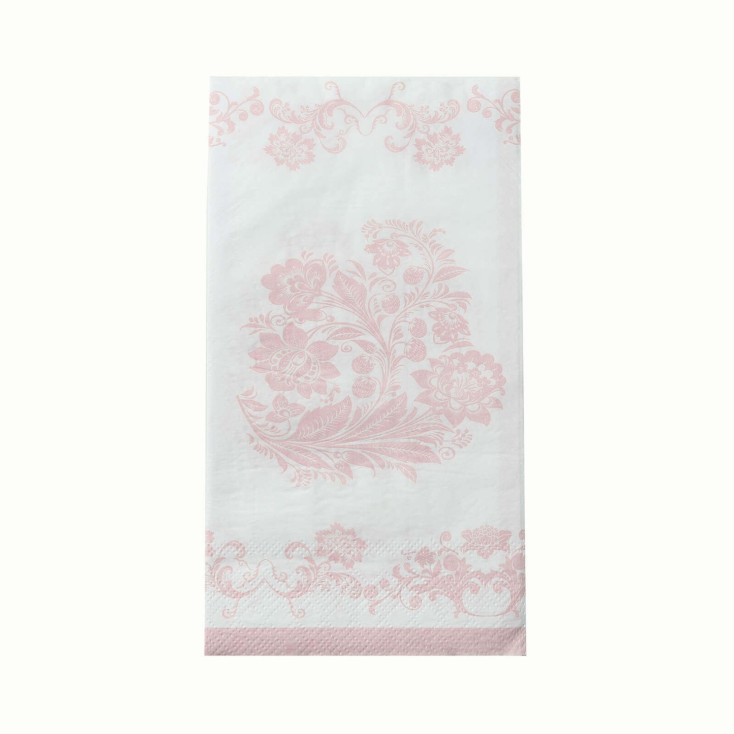 50-Pack Paper Dinner Napkins White with Pink Damask Floral Pattern 2-Ply - Stylish Disposable Napkins for Parties