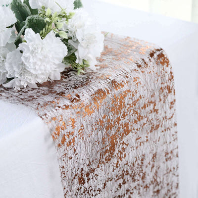 Mesh Polyester 108" Table Runner Roll Metallic Bronze - Distressed Foil Look Disposable Table Decor